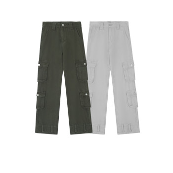 Wholesale Men's Retro Cargo Pants| Custom Multi-pocket Denim Cargo Pants| Wholesale Straight Wide Leg Cargo Pants