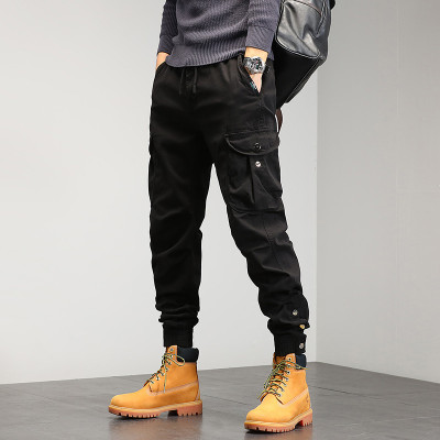 Wholesale Men's Cargo Pants|Elastic Waist And Ankle-tied Cargo Pants in Stock| Wholesale Straight Leg Cargo Pants