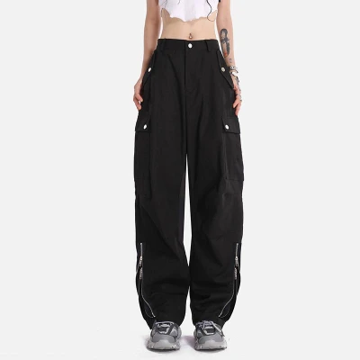 Custom Women's  Retro Multi-pocket Cargo Pants| Custom Hip-pop Dance Cargo Pants| Wholesale Loose Cargo Pants