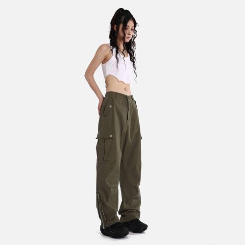 Custom Women's  Retro Multi-pocket Cargo Pants| Custom Hip-pop Dance Cargo Pants| Wholesale Loose Cargo Pants
