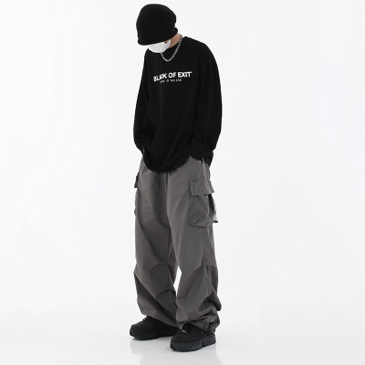 Custom Men's Original Straight Tube Pants | Multi Pocket Adjustable Drawstring Trousers | Custom Casual Loose Cargo Pants