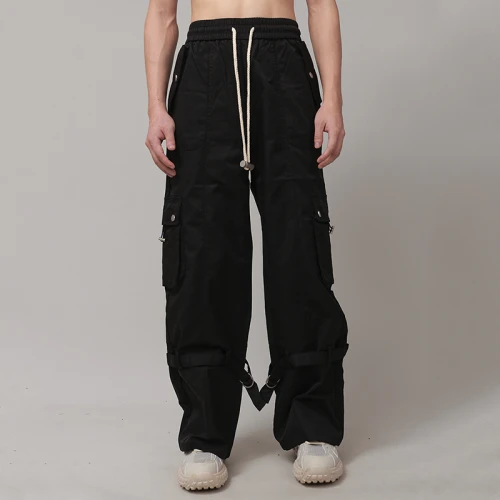 Custom Men's High Arcade Wind Multi-Pocket Pants | Unisex Loose Wide-Leg Trousers | Straight Leg Overalls Cargo Pant