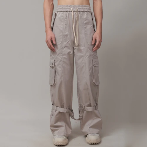 Custom Men's High Arcade Wind Multi-Pocket Pants | Unisex Loose Wide-Leg Trousers | Straight Leg Overalls Cargo Pant