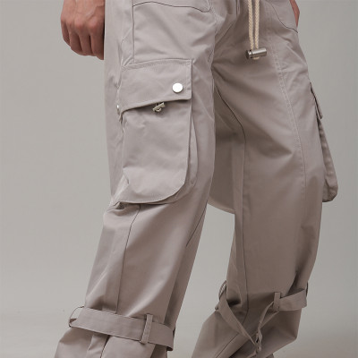 Custom Men's High Arcade Wind Multi-Pocket Pants | Unisex Loose Wide-Leg Trousers | Straight Leg Overalls Cargo Pant
