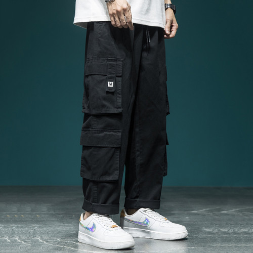 Custom Men's Autumn Winter Loose Large Size Pant | Straight Tube Multi Pockets Wide Leg Trousers | Trendy Casual Cargo Pants