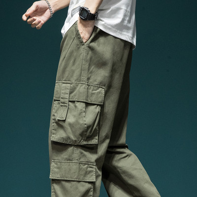 Custom Men's Autumn Winter Loose Large Size Pant | Straight Tube Multi Pockets Wide Leg Trousers | Trendy Casual Cargo Pants