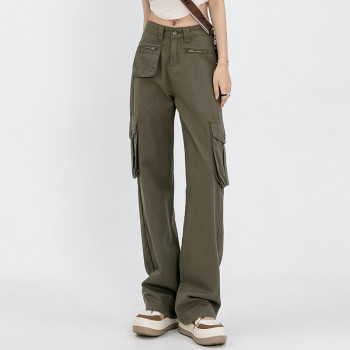 Custom Women's American Retro Cargo Pants|Custom Women's High Street Cargo Pants|Wholesale Wide Leg Cargo Pants