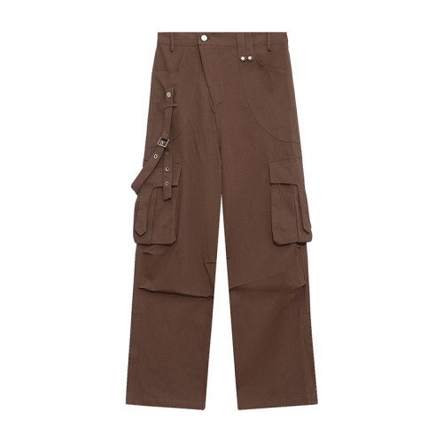 Custom Women's Pocket Trim Cargo Pants| Custom Waist Slant Button Cargo Pants| Wholesale  Early Fall Cool Casual Cargo Pants