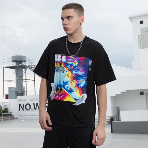 Custom Men's Round Neck Cool Pattern Top | Regular Casual Loose T Shirt | High Street Hip Hop T Shirt