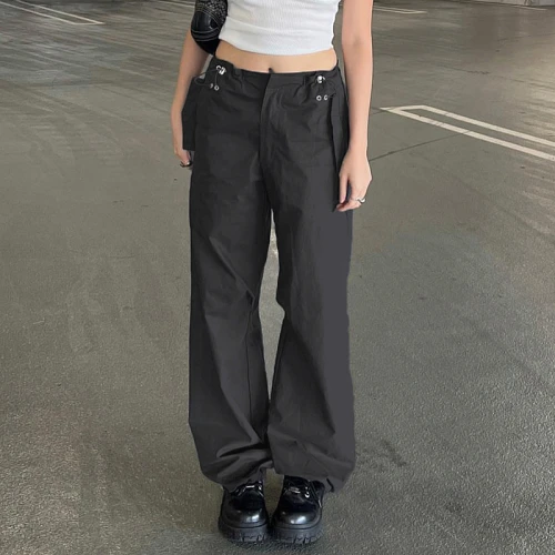 Custom Women's Retro Casual Cargo Pants| Custom Loose Fit Cargo Pants| Wholesale High Street Cargo Pants