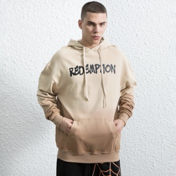 Custom Men's Hanging Dyeing Hoodie| 100% Cotton High Street Men's Hoodie| New Screen Print Letters Design Hoodie For Men