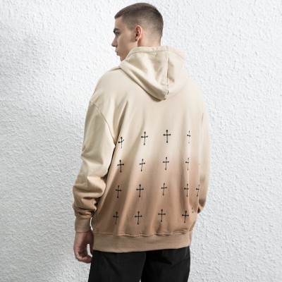 Custom Men's Hanging Dyeing Hoodie| 100% Cotton High Street Men's Hoodie| New Screen Print Letters Design Hoodie For Men