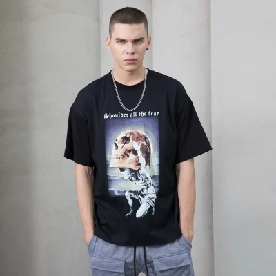 Custom Men's Loose Short Sleeve T Shirts| Custom 100% Cotton T Shirts|Wholesale Hip-pop T Shirts
