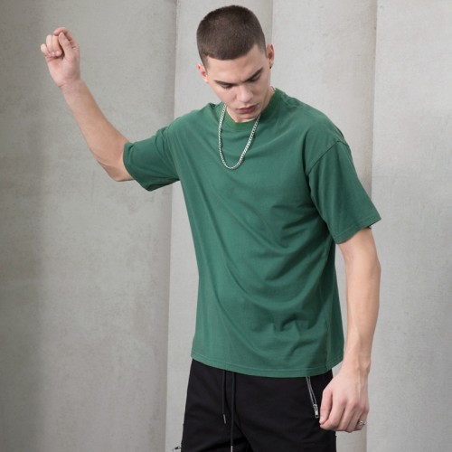 Custom Men's Pure Green Casual Top | Regular Cotton Fashion T Shirt | High Street Hip Hop T Shirt