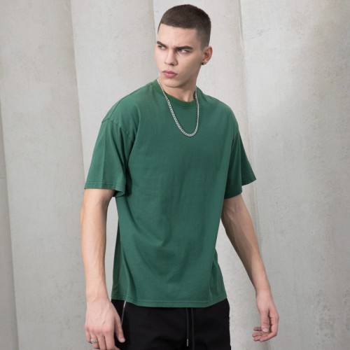 Custom Men's Pure Green Casual Top | Regular Cotton Fashion T Shirt | High Street Hip Hop T Shirt