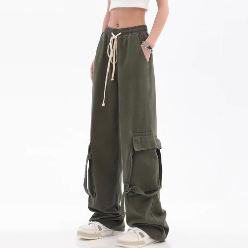Custom Women's Retro Cargo Pants| Custom High Waist Cargo Pants| Wholesale Hip-pop Dance Cargo Pants
