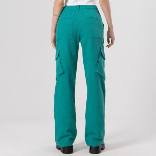 Custom High Street Cargo Pants| Women's Wid Leg Pants Manufacturer| Zipper Fly Cargo Pants For Lady