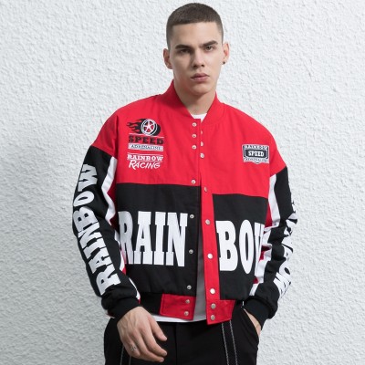 Custom Men's Fashion Jacket|Racing Style Jacket|Crop Varsity Jacket|Leather Patch LOGO Jacket|Contrast Color Jacket