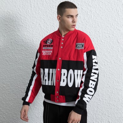 Custom Men's Fashion Jacket|Racing Style Jacket|Crop Varsity Jacket|Leather Patch LOGO Jacket|Contrast Color Jacket
