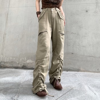 Custom Women's USA Retro Cargo Pants| Custom Casual Sport Cargo Pants| Wholesale Hip-pop Cargo Pants