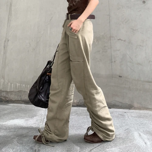 Custom Women's USA Retro Cargo Pants| Custom Casual Sport Cargo Pants| Wholesale Hip-pop Cargo Pants