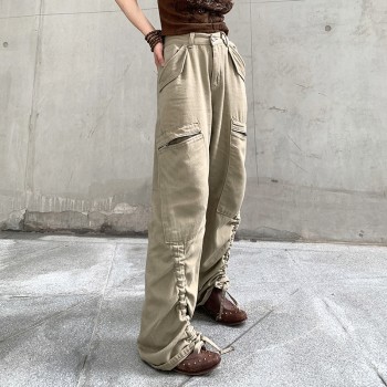 Custom Women's USA Retro Cargo Pants| Custom Casual Sport Cargo Pants| Wholesale Hip-pop Cargo Pants