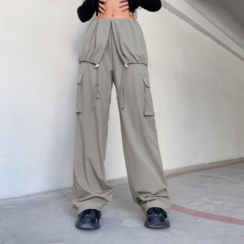 Custom Women's American Retro Cargo Pants| Custom High Street Cargo Pants|  Casual Big Pockets Cargo Pants