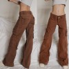 Custom Women's American Retro Cargo Pants|Custom Retro High Street Cargo Pants|Wide Leg Cargo Pants