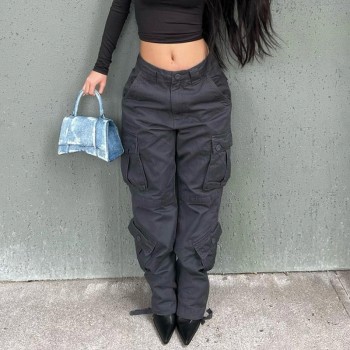 Custom High Street Cargo Pants| Women's Wid Leg Pants|Multi Pockets Cargo Pants For Lady