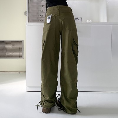 Custom Women's American Retro Cargo Pants| Custom Casual Sport Cargo Pants| Thread Residue Hip-pop Cargo Pants
