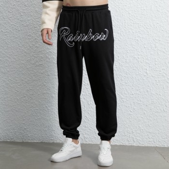 Stock Mens Fashion Joggers |Wholesale Mens Cotton Trousers| Mens Embroidery LOGO | Mens Pure Color Pants|Beam Foot Trousers