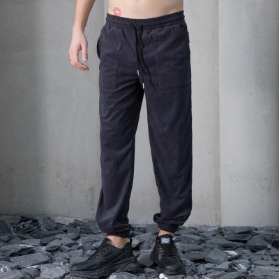 Stock Mens Fashion Trousers|Corduroy Bunched Trousers| Pure Color Pants For Men| Loose Fit Drawstring Waistband Pants