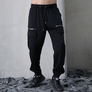 Stock Mens Fashion Joggers |Wholesale Mens Cotton Trousers| Mens Loose Fit Pants|Beam Foot Trousers|Metal Zipper Pocket Pants