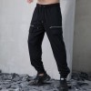 Stock Mens Fashion Joggers |Wholesale Mens Cotton Trousers| Mens Loose Fit Pants|Beam Foot Trousers|Metal Zipper Pocket Pants