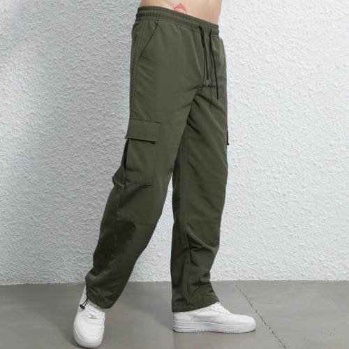 Stock Men's Fashion Casual Cargo Pants| High Street Cargo Pants| Wholesale Drawstring Waistband Cargo Pants| Loose Fit Cargo Pants For Men