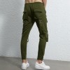 Stock Men's High Street Cargo Pants| Fashion Multi Pockets Cargo Pants| Drawstring Waistband Skiny Cargo Pants| Leg Side Belt Cargo Pants