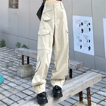 Custom Women's High Wasit Regular Pant | Solid Multi-Pocket Trousers | Hip Hop Casual Cargo Pant