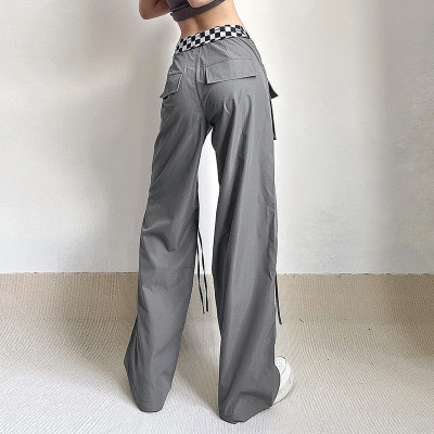 Custom Women's High Wasit Splicing Pant | Multi-Pocket Casual Trendy Trousers | Europe American Cargo Pant