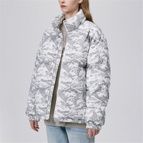 Women's Outdoor Puff Jackets Manufacturer| Zipper Up Stand Collar Warm Jacket| Camouflage pattern Winter Puff Jacket