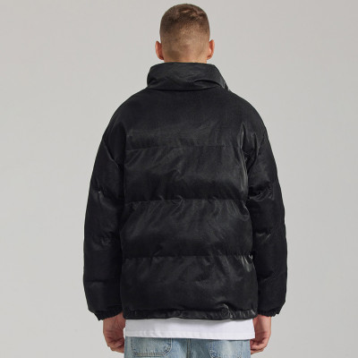 Custom Men's Snake-skin Cotton Coat| Custom Winter Loose Stand-up Collar Cotton Coat| Wholesale Casual Cotton Coat