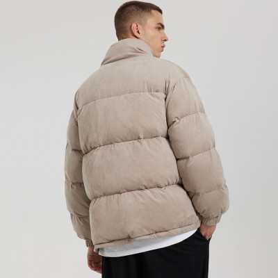 Custom Men's Suede Down Cotton Coat| Custom Winter Thickened Warm Cotton Coat| Wholesale Loose Short Cotton Coat
