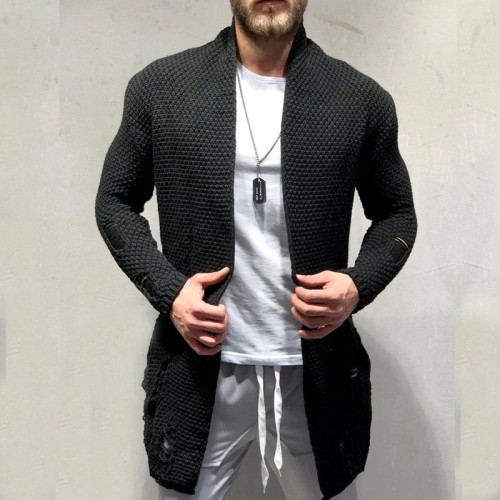 Custom Men's European American Sweater | Medium Long Loose Cardigan | Knit Jacket Cardigan
