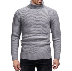 Custom Men's Autumn Winter European American Sweater | Fashion Solid Color Sweater | High Collar Long Sleeve Sweater
