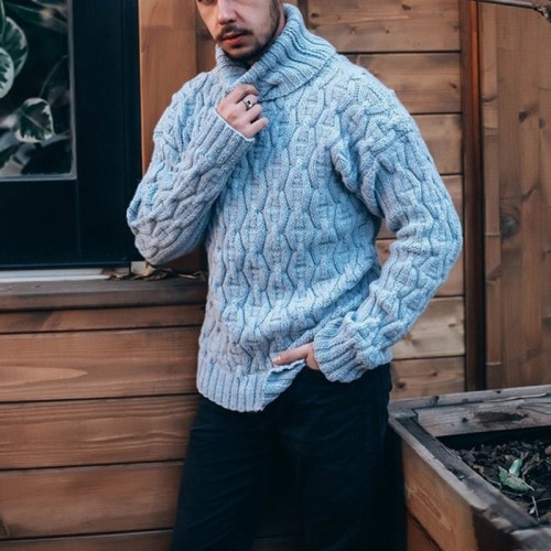 Custom Men's European American Sweater | Turtleneck Knitted Sweater | Autumn Winter Plus Size Top Sweater