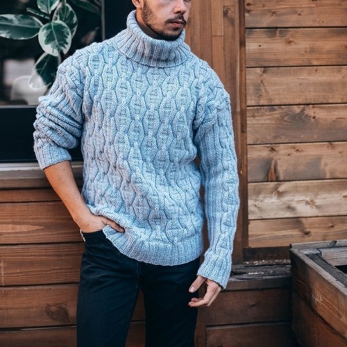 Custom Men's European American Sweater | Turtleneck Knitted Sweater | Autumn Winter Plus Size Top Sweater