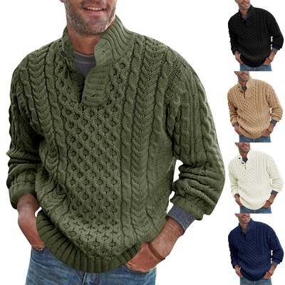 Custom Men's Autumn Winter New Sweater | Solid Color Half Turtleneck Slim Sweater | Long Sleeve Knitted Sweater