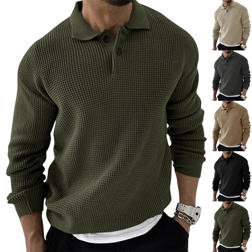 Custom Men's European American Lapel Sweater | Men's Fashion Slim Sweater | Long Sleeve Knit Sweater