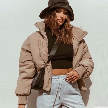 Custom Women's Fashion Cotton Coat| Custom High Street Cotton Coat| Wholesale Zipper Cotton Coat