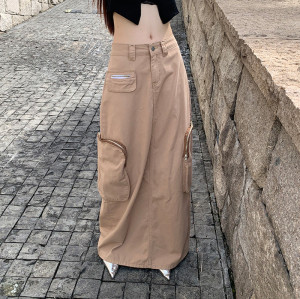Custom Women's Tooling Pocket A-Line Skirt | Autumn Long Skirt | Fashion Street Style Jean Skirt