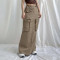 Custom Women's Multi-Pocket Solid Cargo Skirt | High Street Fashion Long Skirt | Hip Hop Middle Waist Skirt